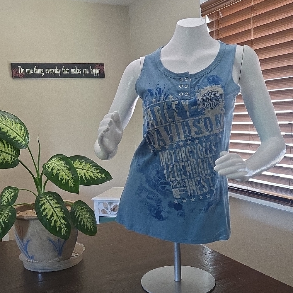 Harley-Davidson Women's Blue Graphic Tank Top